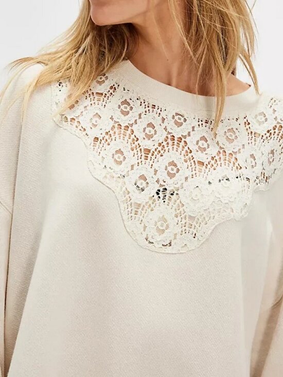 Free people Dresses & Skirts - Free People Belle Sweatshirt Crew Neck Oversize Pullover Ruffle Dress L